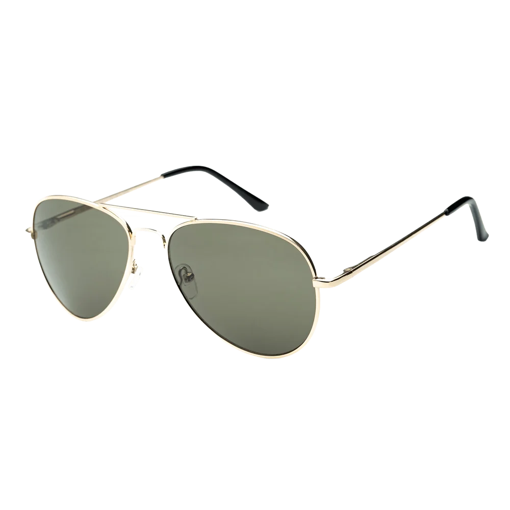 011 Gold Frame With Green Lens, solbriller, pilotbriller – Gull v:8232980