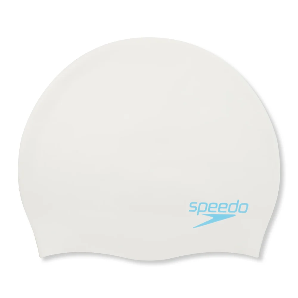 Speedo Plain Moulded Silicone Cap Junior White/Blue v:3708193 Speedo Plain Moulded Silicone Cap Junior White/Blue v:3708193